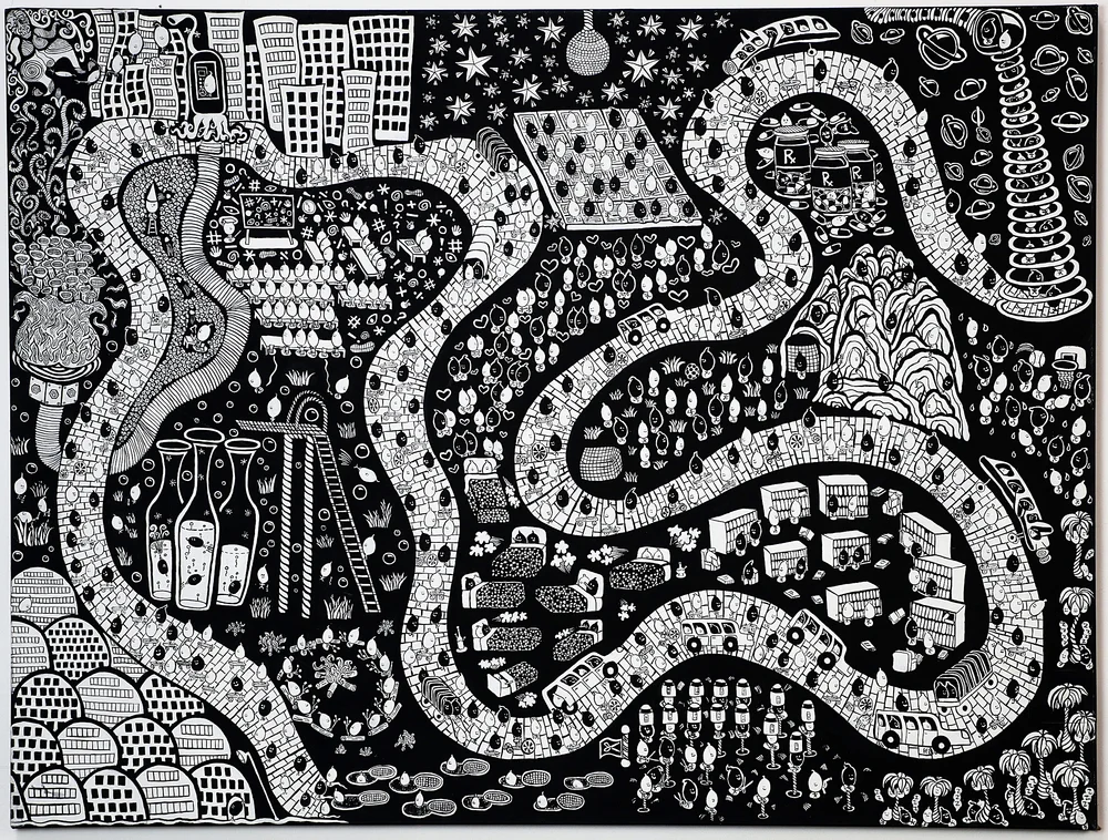 Untitled — gesso on canvas, 30 x 40 inches