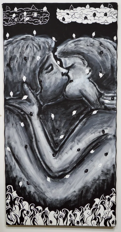 modern love — gesso on canvas