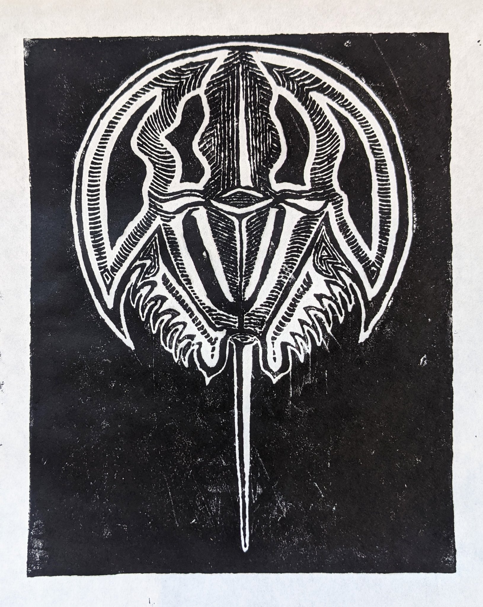 Horseshoe Crab — linocut print